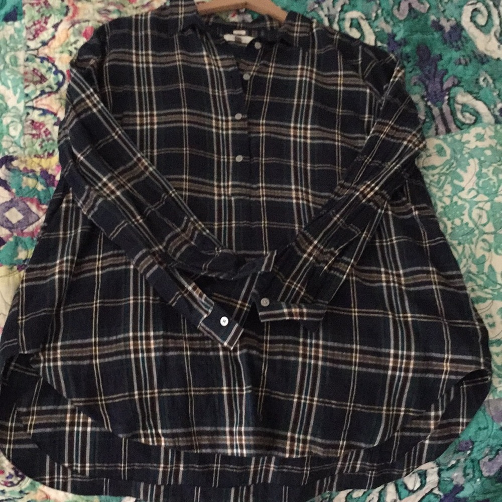 Plaid half button shirt